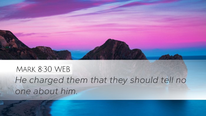 Mark 8:30 WEB Bible Verse Image