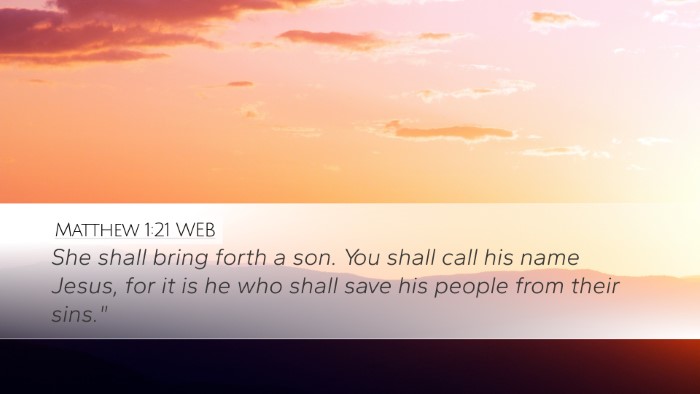 Matthew 1:21 WEB Bible Verse Image