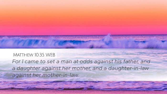 Matthew 10:35 WEB Bible Verse Image