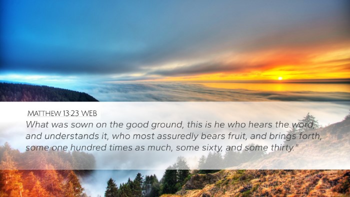 Matthew 13:23 WEB Bible Verse Image
