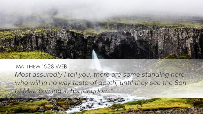 Matthew 16:28 WEB Bible Verse Image