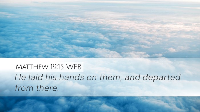 Matthew 19:15 WEB Bible Verse Image