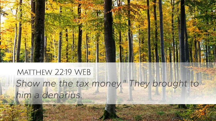 Matthew 22:19 WEB Bible Verse Image
