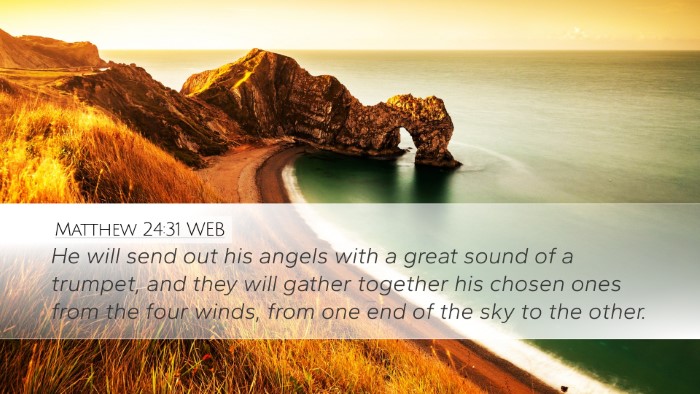 Matthew 24:31 WEB Bible Verse Image