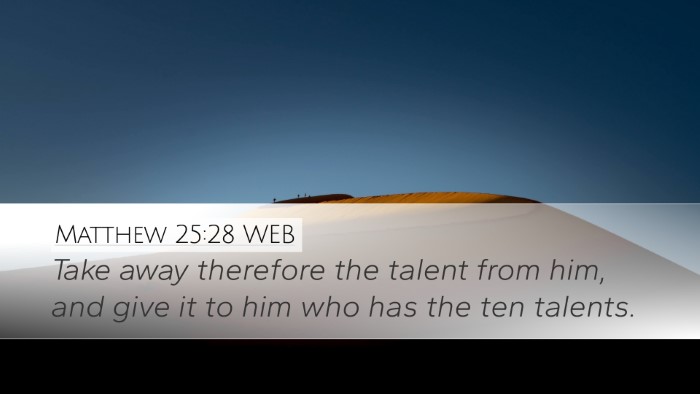 Matthew 25:28 WEB Bible Verse Image