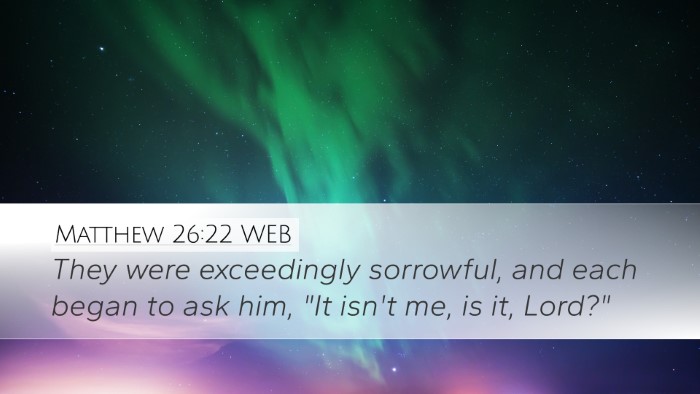 Matthew 26:22 WEB Desktop Wallpaper - They were exceedingly sorrowful, and each began - Desktop Bible Verse Wallpaper