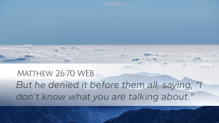 Matthew 26:70 WEB Bible Verse Image