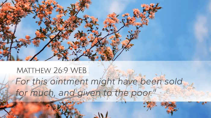 Matthew 26:9 WEB Desktop Wallpaper - For this ointment might have been sold for much, - Desktop Bible Verse Wallpaper