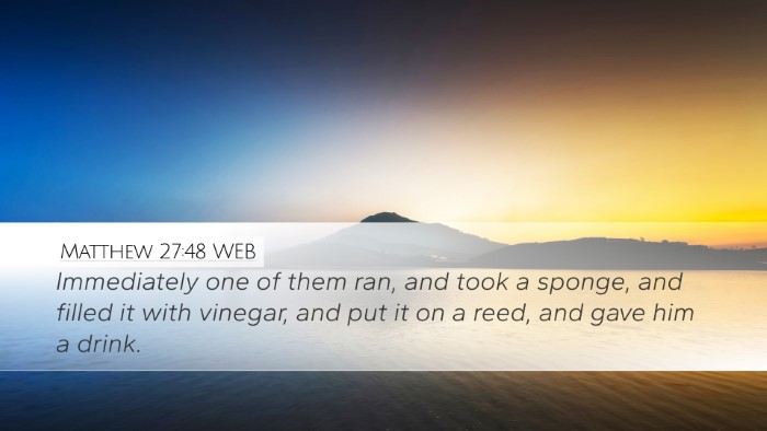 Matthew 27:48 WEB Bible Verse Image