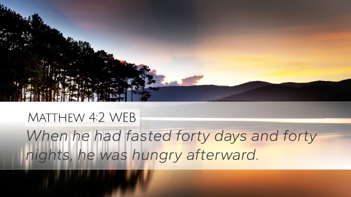 Matthew 4:2 WEB Bible Verse Image
