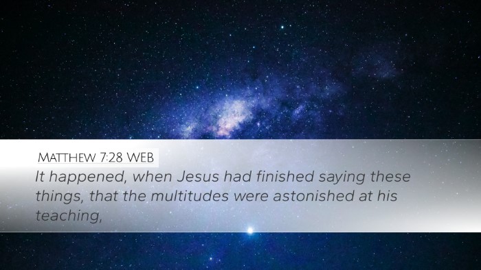 Matthew 7:28 WEB Bible Verse Image