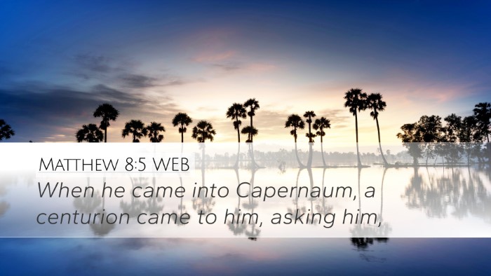 Matthew 8:5 WEB Bible Verse Image
