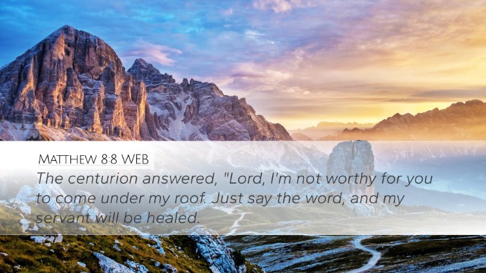 Matthew 8:8 WEB Bible Verse Image