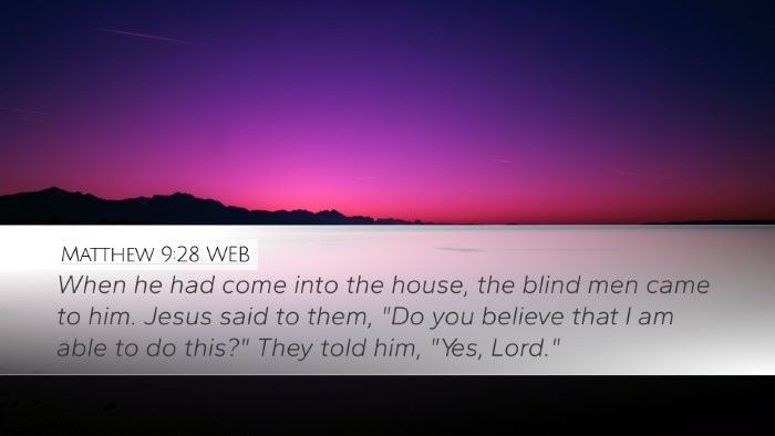 Matthew 9:28 WEB Bible Verse Image