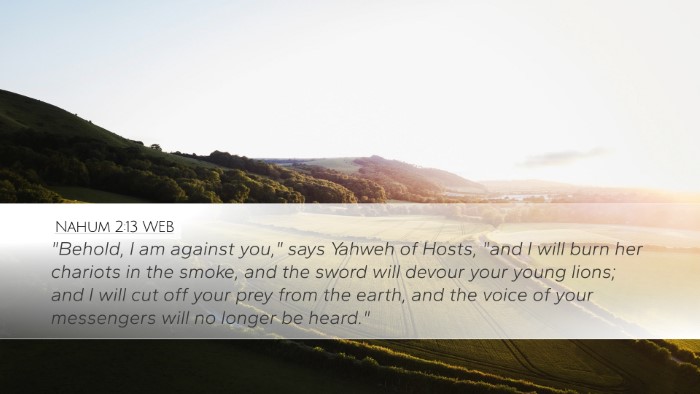 Nahum 2:13 WEB Bible Verse Image