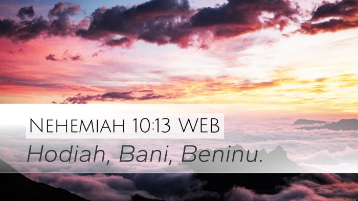 Nehemiah 10:13 WEB Desktop Wallpaper - Hodiah, Bani, - Desktop Bible Verse Wallpaper