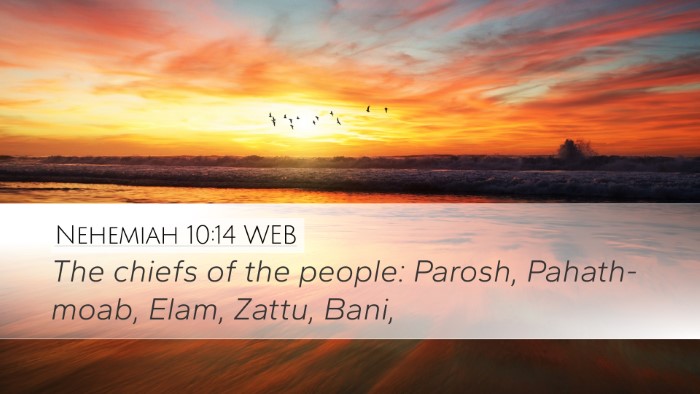 Nehemiah 10:14 WEB Bible Verse Image