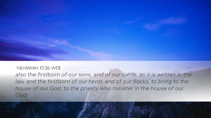 Nehemiah 10:36 WEB Desktop Wallpaper - also the firstborn of our sons, and of our - Desktop Bible Verse Wallpaper