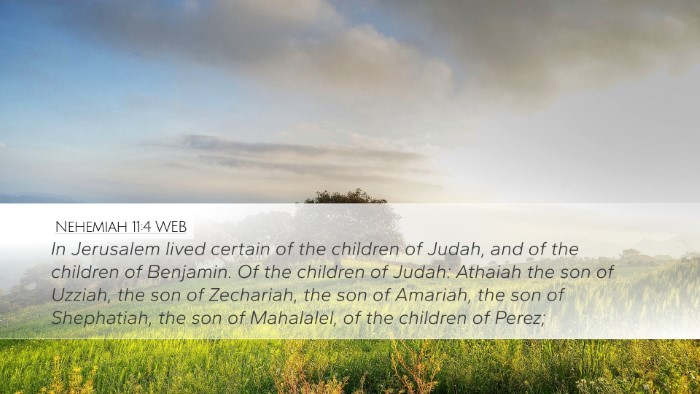Nehemiah 11:4 WEB Bible Verse Image