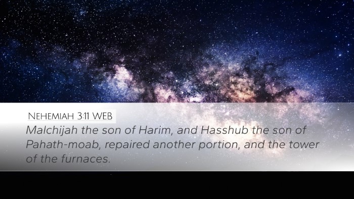 Nehemiah 3:11 WEB Bible Verse Image