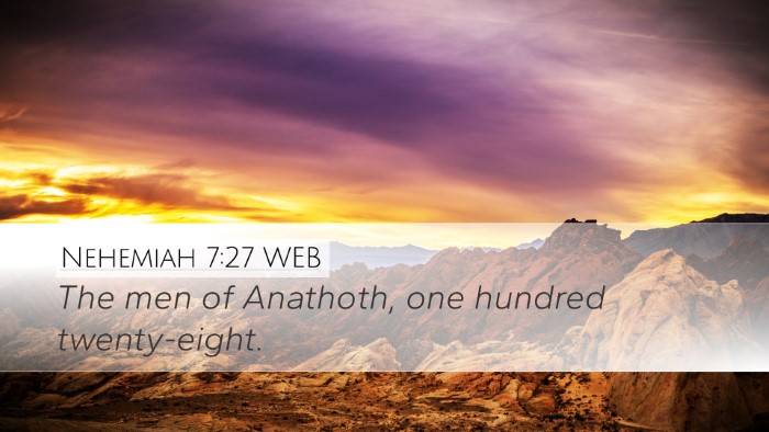 Nehemiah 7:27 WEB Desktop Wallpaper - The men of Anathoth, one hundred - Desktop Bible Verse Wallpaper