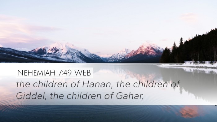 Nehemiah 7:49 WEB Desktop Wallpaper - the children of Hanan, the children of Giddel, - Desktop Bible Verse Wallpaper
