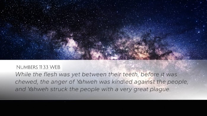 Numbers 11:33 WEB Bible Verse Image
