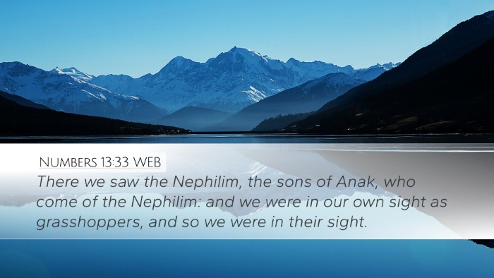 Numbers 13:33 WEB Bible Verse Image