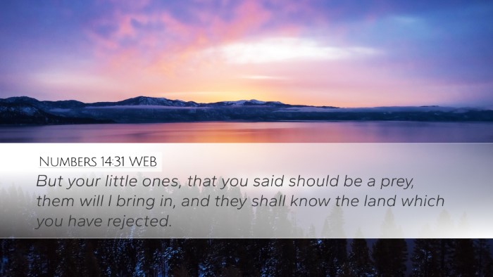 Numbers 14:31 WEB Bible Verse Image