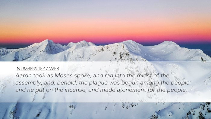 Numbers 16:47 WEB Bible Verse Image