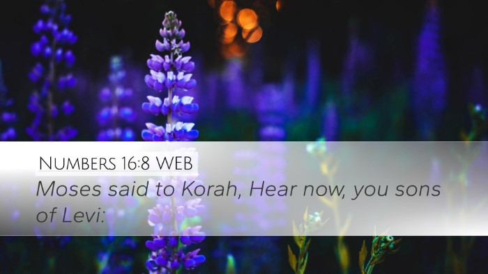 Numbers 16:8 WEB Bible Verse Image