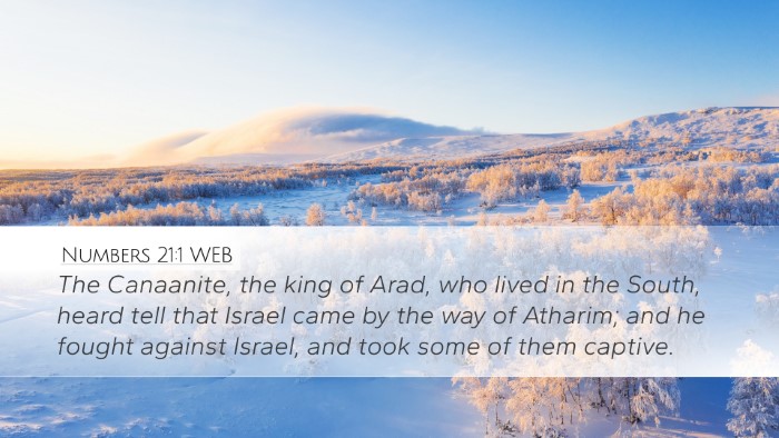 Numbers 21:1 WEB Bible Verse Image