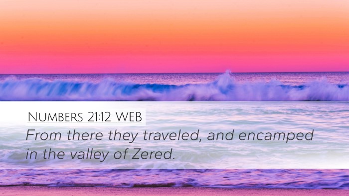 Numbers 21:12 WEB Bible Verse Image