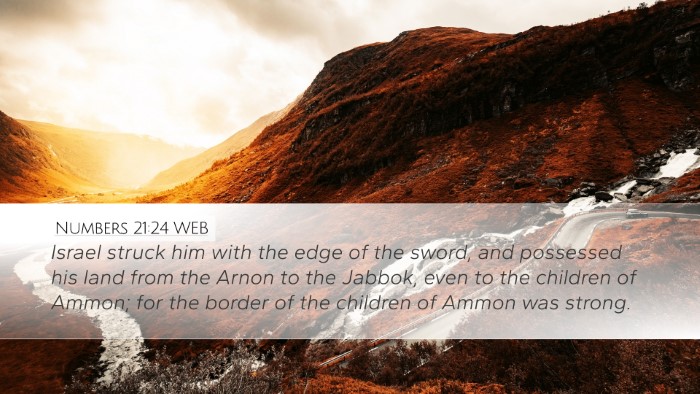 Numbers 21:24 WEB Bible Verse Image