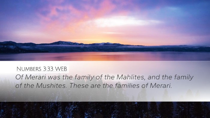Numbers 3:33 WEB Bible Verse Image