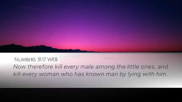 Numbers 31:17 WEB Bible Verse Image
