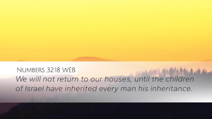 Numbers 32:18 WEB Bible Verse Image