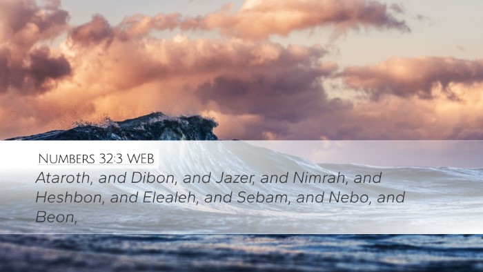 Numbers 32:3 WEB Bible Verse Image