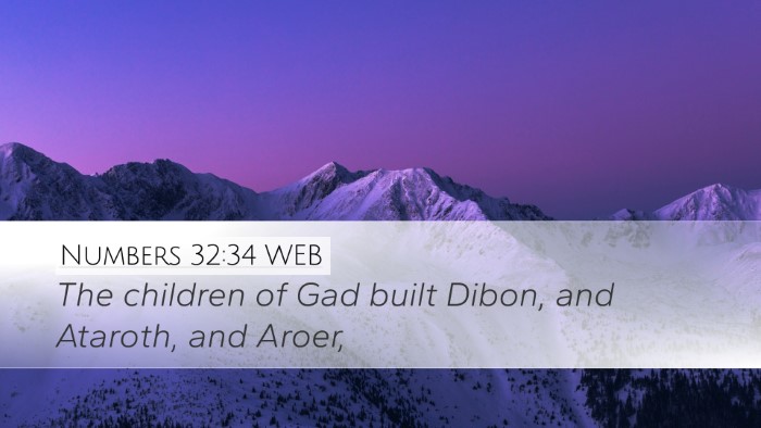 Numbers 32:34 WEB Bible Verse Image