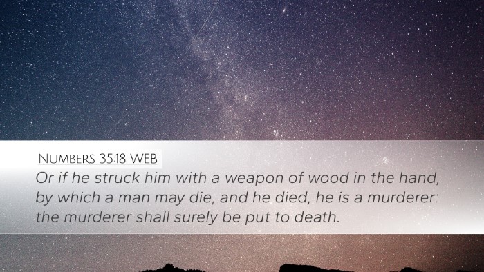 Numbers 35:18 WEB Desktop Wallpaper - Or if he struck him with a weapon of wood in the - Desktop Bible Verse Wallpaper