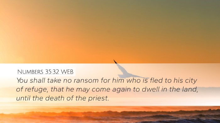 Numbers 35:32 WEB Desktop Wallpaper - You shall take no ransom for him who is fled to - Desktop Bible Verse Wallpaper