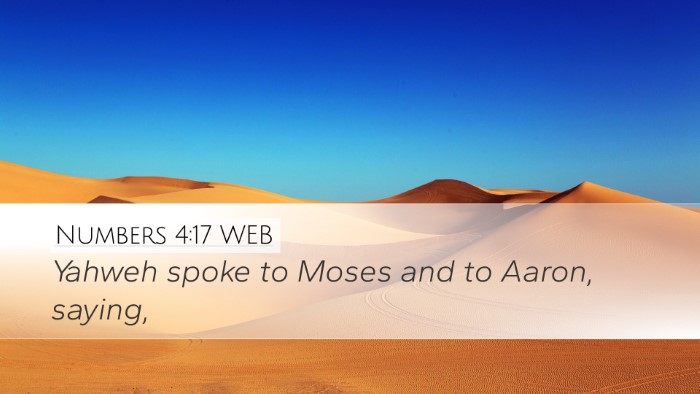 Numbers 4:17 WEB Desktop Wallpaper - Yahweh spoke to Moses and to Aaron, - Desktop Bible Verse Wallpaper