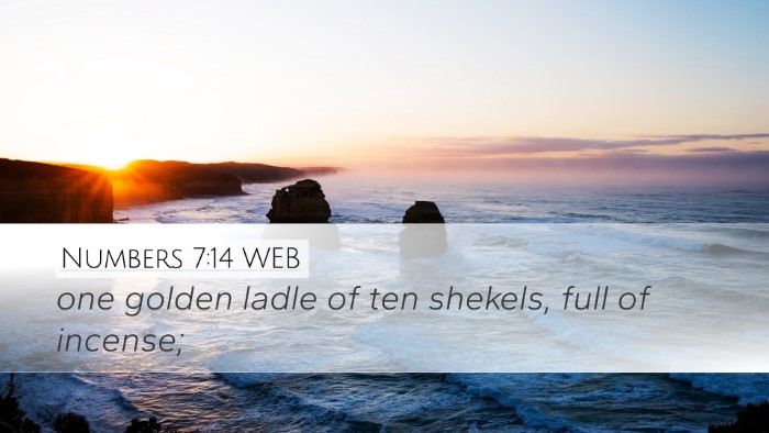 Numbers 7:14 WEB Desktop Wallpaper - one golden ladle of ten shekels, full of - Desktop Bible Verse Wallpaper