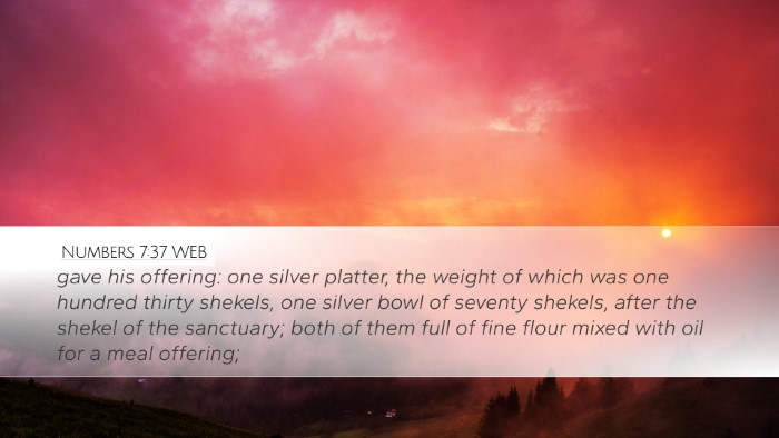 Numbers 7:37 WEB Desktop Wallpaper - gave his offering: one silver platter, the weight - Desktop Bible Verse Wallpaper