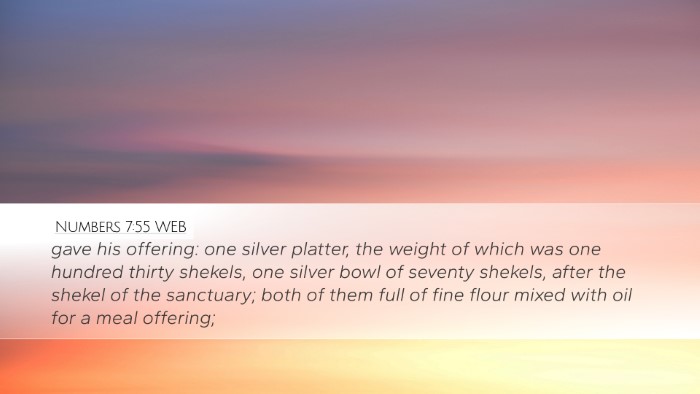 Numbers 7:55 WEB Desktop Wallpaper - gave his offering: one silver platter, the weight - Desktop Bible Verse Wallpaper