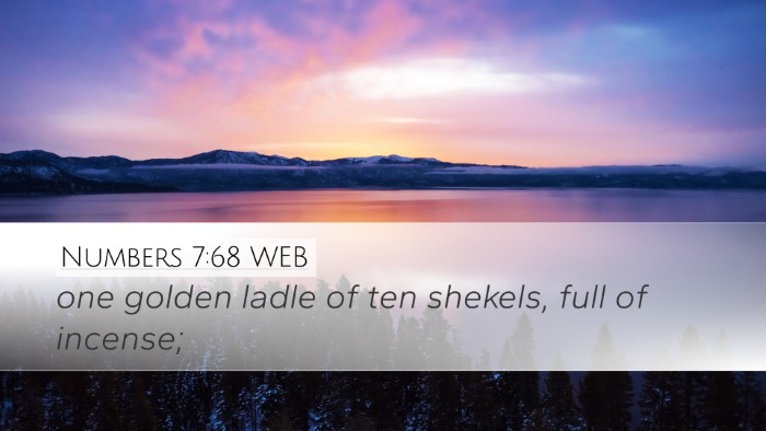 Numbers 7:68 WEB Desktop Wallpaper - one golden ladle of ten shekels, full of - Desktop Bible Verse Wallpaper