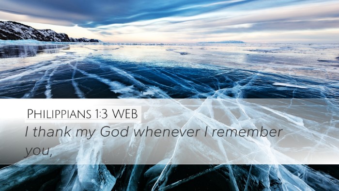 Philippians 1:3 WEB Bible Verse Image