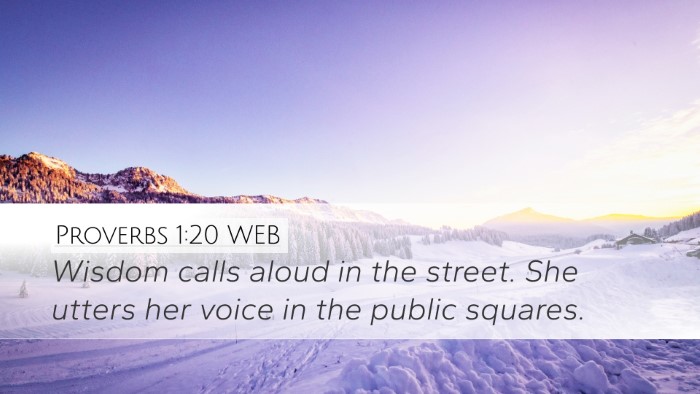 Proverbs 1:20 WEB Bible Verse Image