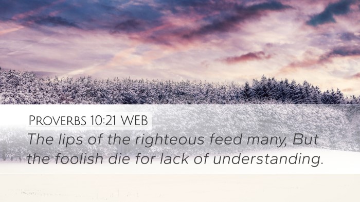 Proverbs 10:21 WEB Bible Verse Image