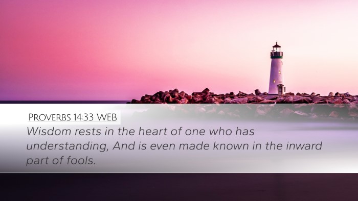Proverbs 14:33 WEB Desktop Wallpaper - Wisdom rests in the heart of one who has - Desktop Bible Verse Wallpaper